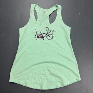 Zoic Tank Top Women's Medium Green Graphic Bike Racerback Organic Cotton USA